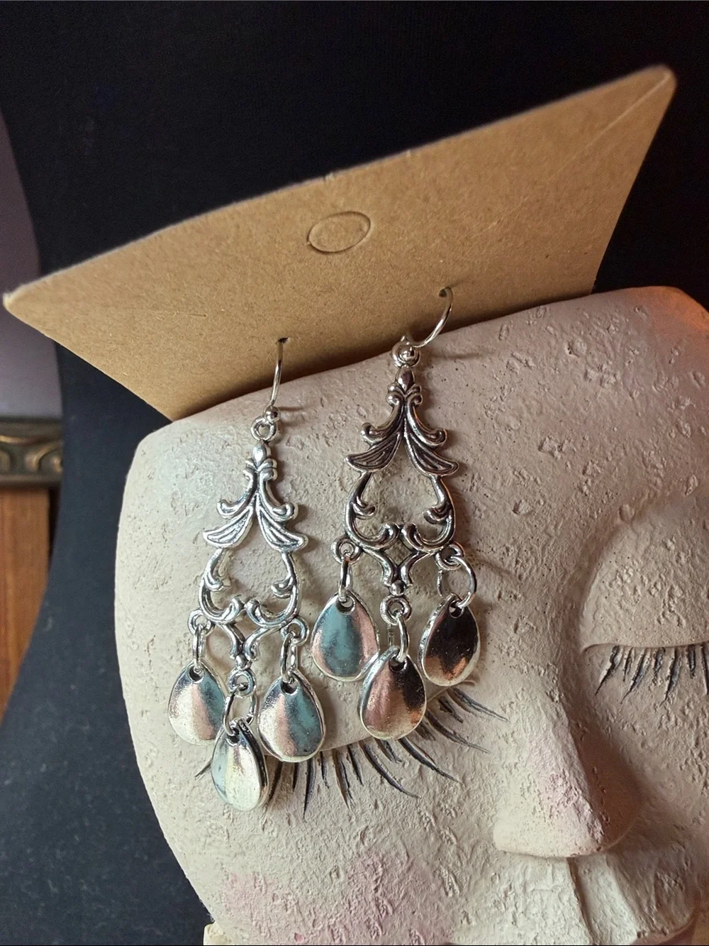 Silver-Tone Boho Chandelier Drop Earrings - Silver